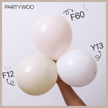 PartyWoo White Sand Balloons - 120pcs Boho Neutral Balloon Arch Kit | 5-18 Inch Sizes for Weddings & Parties