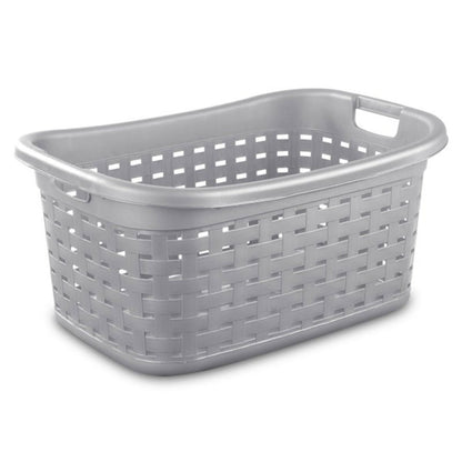 Sterilite Cement Gray Durable Weave Laundry Basket with Wicker Pattern (12 Pack)
