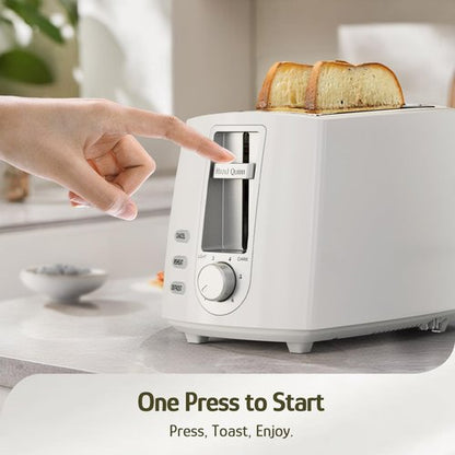 Hazel Quinn 2-Slice Toaster - Wide Slots for Thick Bread & Bagels, 6 Browning Levels, White