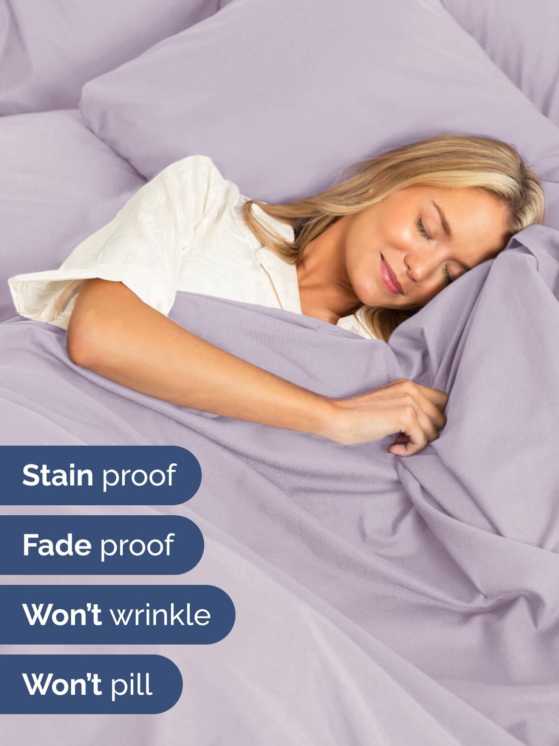 Skiennix Extra Deep Full Sheet Set - 6 Piece Breathable Cooling Bedding - Soft Wrinkle-Free Light Lavender