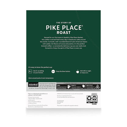 Starbucks Pike Place Roast K-Cups for Keurig, 1 Count (Pack of 72)