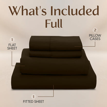 Utopia Bedding Full Size Sheet Set - Soft, Breathable Microfiber | 4-Piece in Brown, Oeko-Tex Certified