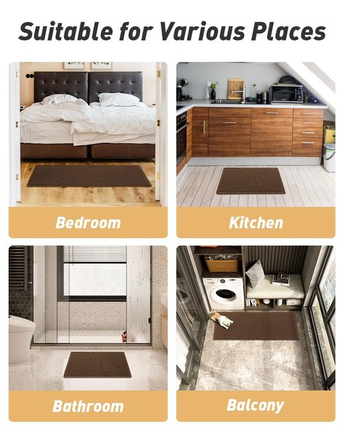 AMOAMI Upgraded Waffle Bath Mat, Super Absorbent Non Slip Bath Mats for Bathroom Floor, Machine Washable Bathroom Rugs with Tassels, Rubber Backed Bathroom Mats, Ultra Soft, 18" x 30",Terracotta