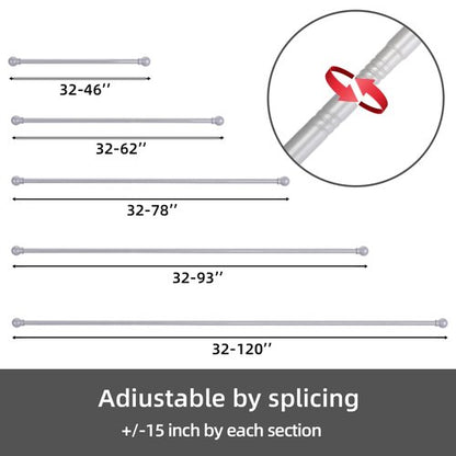 GXOACKJ Curtain Rods for windows 32-48 inch, 5/8 inch Decorative Silver Splicing Heavy Duty Metal Curtain Rod set with Brackets