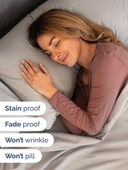 Extra Deep Full Sheet Set - 6 Piece Breathable and Cooling Sheets - Hotel Luxury Bedding for Women, Men, Kids & Teens - Easy & Secure Fit - Soft, Wrinkle Free & Comfy - Extra Deep Pockets - Light Grey