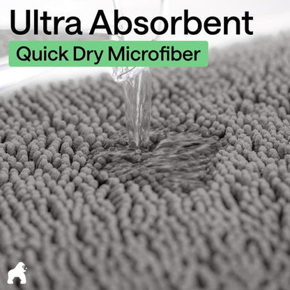 GORILLA GRIP Bath Rug Mat - Soft Absorbent Chenille | Quick Dry Microfiber, 42x24 Inches, Grey
