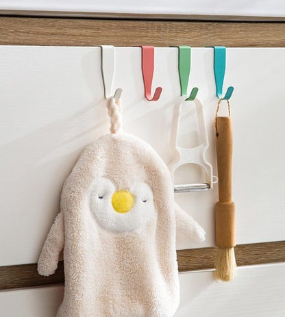 Eywlwaar Over The Cabinet Door Hooks - 4-Pack Single Hook Set in Blue for Space-Saving Storage