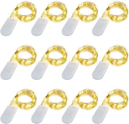 LIIDA LED Fairy String Lights - 12-Pack of 20 Micro Lights on Silver Copper Wire | Warm White for DIY Decor