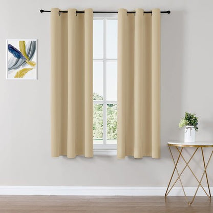 ChrisDowa Blackout Curtains - Thermal Insulated Room Darkening Panels, 48" Long, Biscotti Beige (Set of 2)