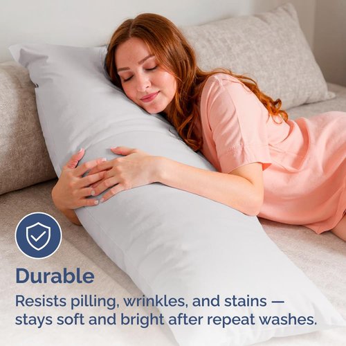 Body Pillowcases Set of 4-20x54 Long Body Pillow Case - Soft Body Pillow Cover for Sleeping & Side Sleepers - Comfy, Breathable & Fade Free - Machine Washable w/Envelope Enclosure - (French Grey)
