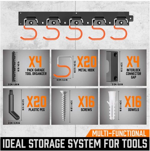 HORUSDY 64-Inch Adjustable Wall Mount Tool Organizer - Versatile Storage for Mops, Brooms & More