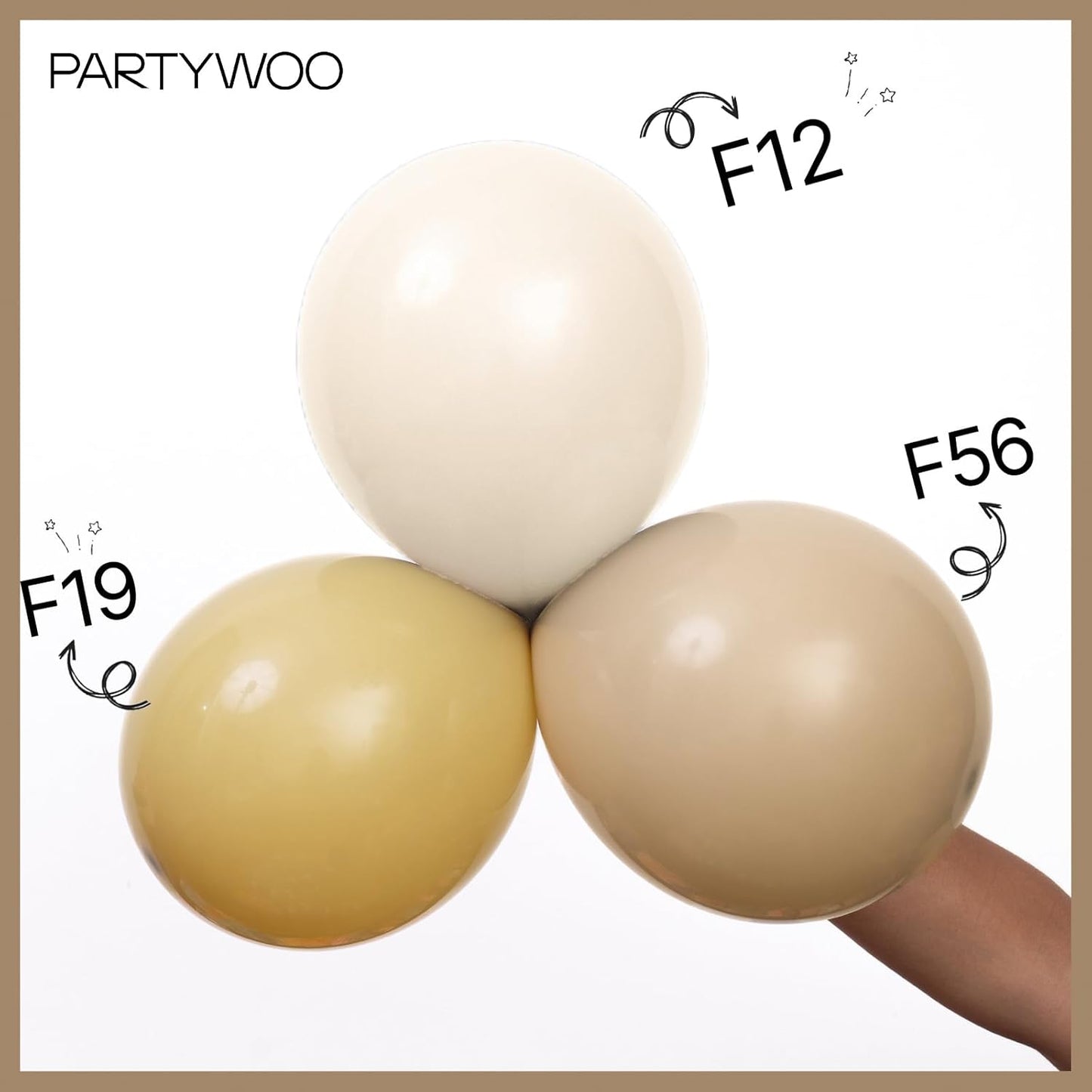 PartyWoo Tan Balloons - 100 Pcs 12 Inch Light Brown Latex Helium Balloons for Weddings & Celebrations