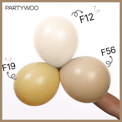 PartyWoo Tan Balloons - 140-Piece Light Brown Neutral Boho Balloon Arch Kit for Weddings & Parties