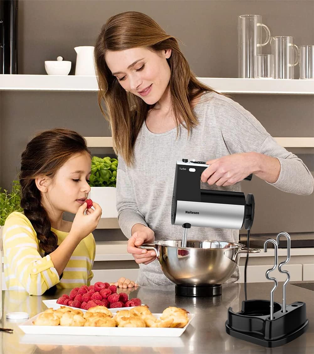 Skiennix 600W Electric Hand Mixer - 10 Speed Powerful Kitchen Mixer with Turbo | Lightweight, Includes Beaters & Dough Hooks