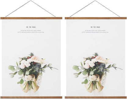 Miaowater Magnetic Wooden Poster Frames - 2 Pack for 10x14, 10x20, 10x13 Art Displays | Teak Wood Finish