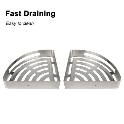 NearMoon Bathroom Shower Caddy 2 Pack, No Drill 304 Stainless Steel Shower Organizer with 2 Hooks (Corner Shelf, Brushed Nickel)