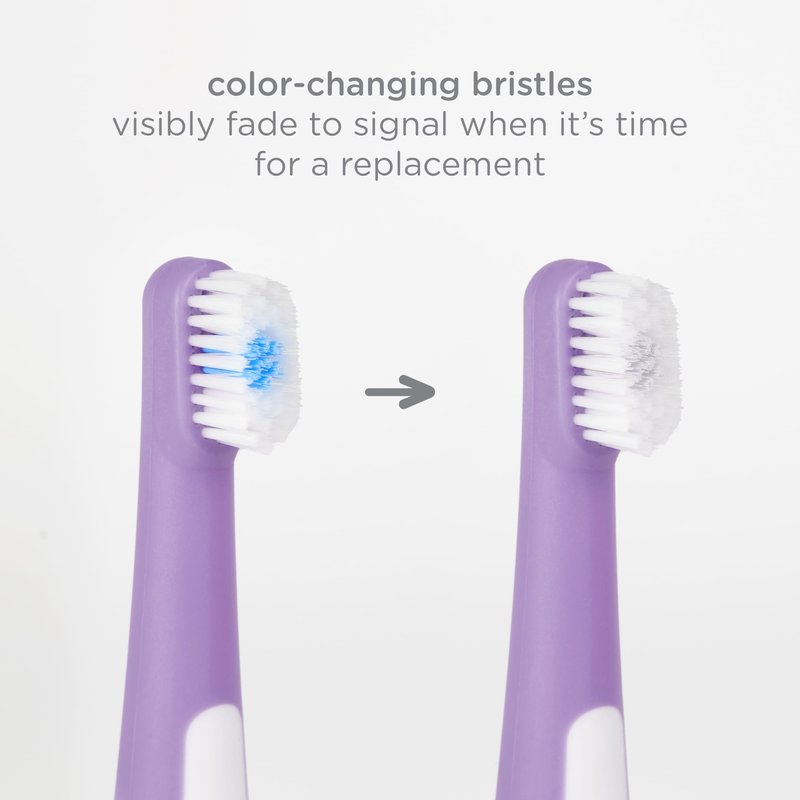 Ubbi Grow with Me Toothbrush Training Set for Babies and Toddlers, Includes Silicone Finger Brush, 360° and Soft Bristled Toothbrush, Smoothie Purple