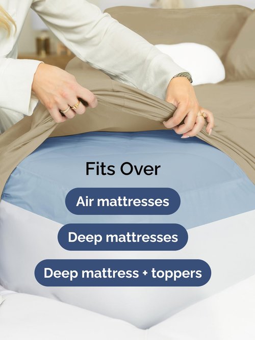 Extra Deep Queen Sheet Set - 6 Piece Breathable and Cooling Sheets - Hotel Luxury Bedding for Women, Men, Kids & Teens - Easy & Secure Fit - Soft, Wrinkle Free and Comfy - Extra Deep Pockets - Beige