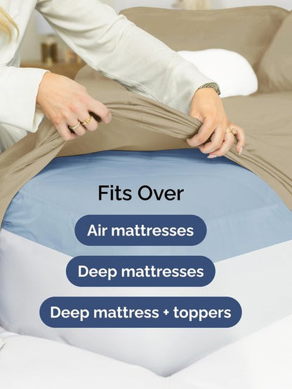 Extra Deep Twin XL Sheet Set - 4 Piece Breathable and Cooling Sheets - Hotel Luxury Bedding for Women, Men, Kids & Teens - Easy & Secure Fit - Soft, Wrinkle Free and Comfy - Extra Deep Pockets - Beige