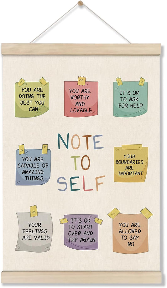 DOI-LANEE Motivational Canvas Wall Art - Inspirational Mental Health Posters Hanger Frame 16x12 Inch