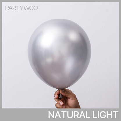 PartyWoo Silver Balloon Arch Kit - 127pcs in Various Sizes for Birthday & Engagement Decor | Silver-G102