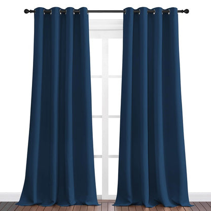 NICETOWN Moroccan Blue Blackout Curtains 90" Long for Office, Dining Room, Guest Room, Sound Reducing Heat and Cold Block Curtain Panels for Modern Room Decorative (55" Wide, 2 Pieces)