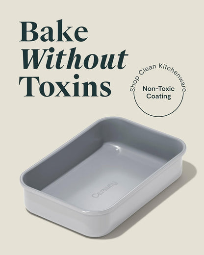 Caraway Nonstick Baking Pan Duo | 9” x 6.5” Deep Ceramic Casserole Dish - Non-Toxic, PTFE & PFOA Free - Gray