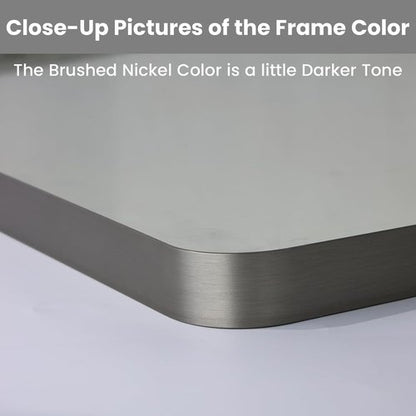 LOAAO Brushed Nickel Bathroom Mirror - 48x36 Inch Rounded Rectangle, Anti-Rust & Shatterproof Design