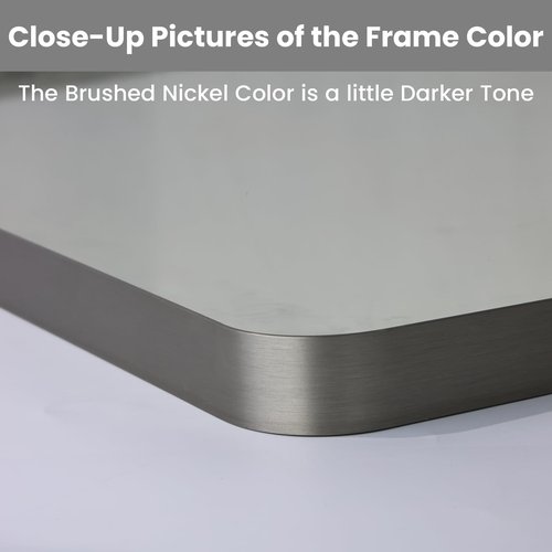 LOAAO 20x16 Inch Brushed Nickel Bathroom Mirror, Rounded Rectangle Silver Metal Frame Mirror, Brushed Nickel, Anti-Rust, Shatter Proof, Hangs Horizontally or Vertically