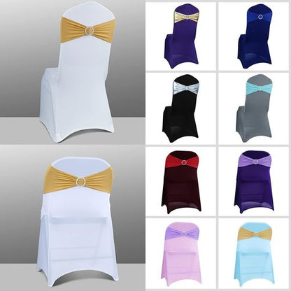 Babenest Spandex Chair Sashes - 50PCS Premium Stretch Covers with Buckle Slider for Weddings & Events | Gold