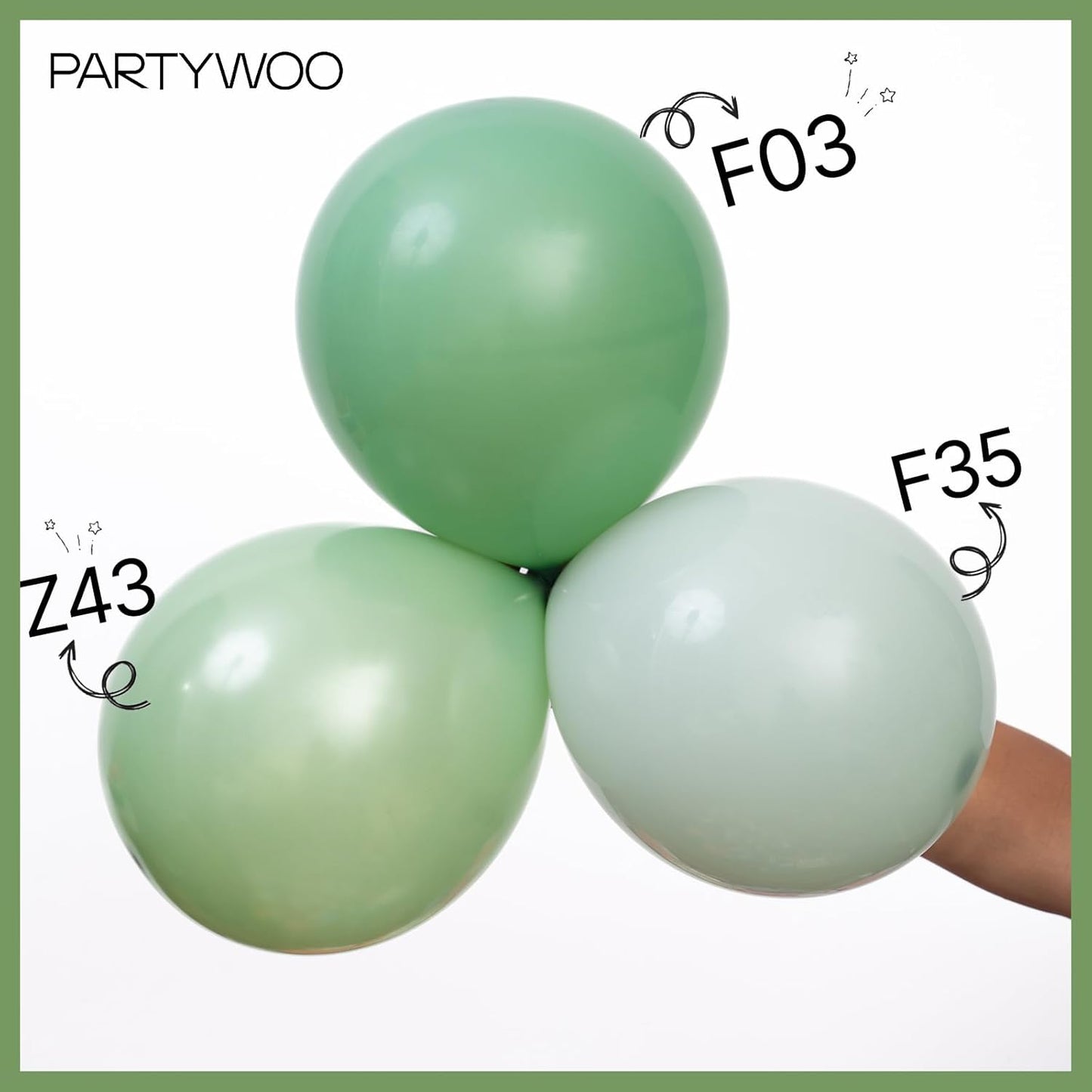 PartyWoo Dusty Green Balloons - 50 Pcs 5-Inch Mini Matte Sage Olive Latex for Weddings & Events