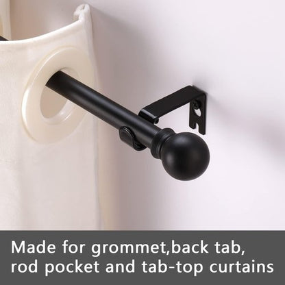 GXOACKJ Heavy Duty Curtain Rods - Decorative Matte Black, 48 to 84 Inches, Includes Brackets