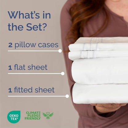 Cal King Size 4-Piece Sheet Set - Ultra-Soft Cooling Bed Sheets | Hotel Luxury Bedding - White