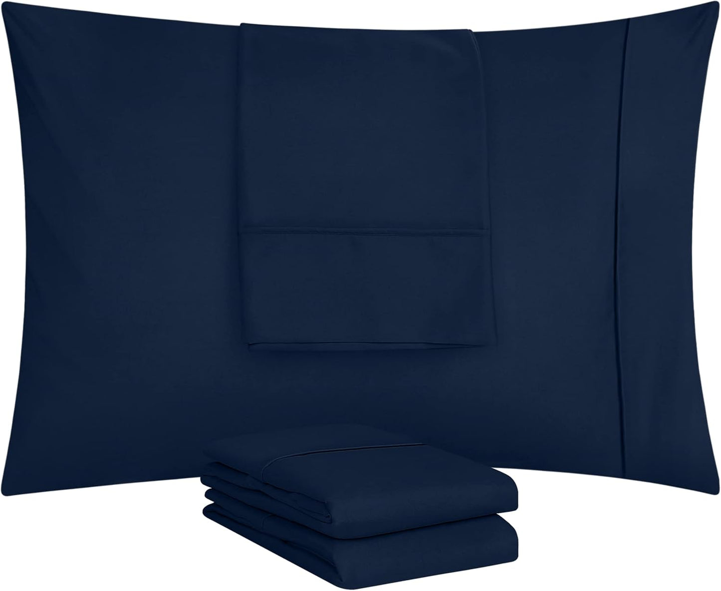 Utopia Bedding King Pillow Cases - Soft Brushed Microfiber - 4 Pack, Navy | 20 X 36 Inches