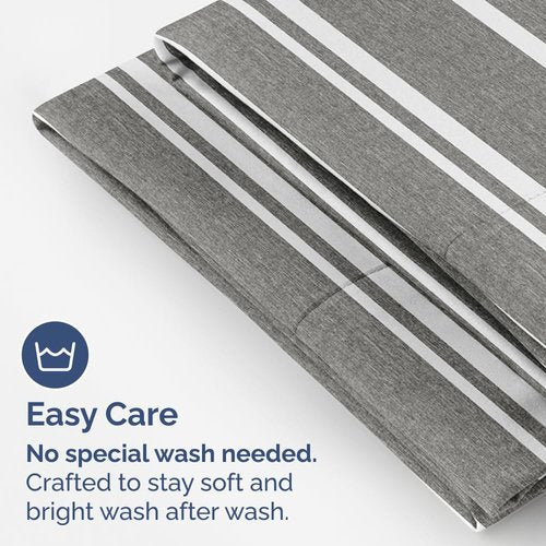 King Pillow Cases Set of 2 - Ultra Soft Hotel Quality Pillowcase Covers - Comfy, Cozy & Wrinkle Free - Shrinkage and Fade Resistant - Machine Washable Pillow Protectors - 2 Piece Set - Grey Stripes 3
