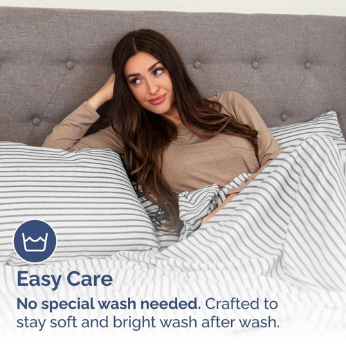 Body Pillowcases Set of 4-20x54 Long Body Pillow Case - Soft Body Pillow Cover for Sleeping & Side Sleepers - Comfy, Breathable & Fade Free - Machine Washable w/Envelope Enclosure - (Grey Stripes)