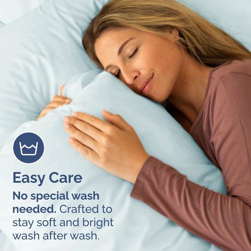 King Standard Pillow Cases by [Brand Name] - Soft Hotel Quality Covers | Comfy & Machine Washable - Ice Blue - Set of 4