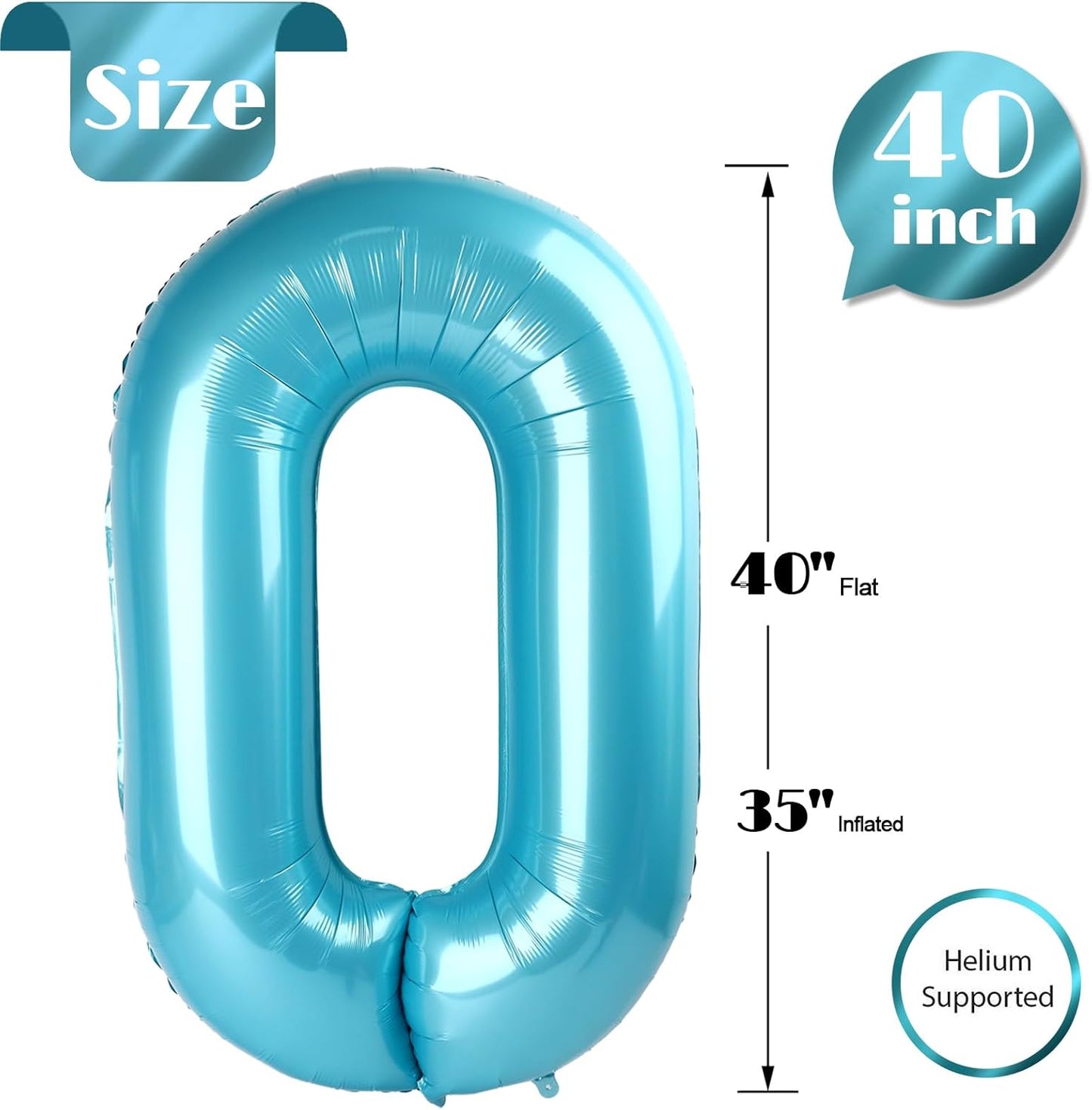Pearlescent Blue Number Balloon - 40 Inch 0 Balloon for Birthday Decorations | Perfect for Any Celebration