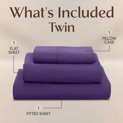 Utopia Bedding Twin Sheet Set - Soft, Breathable Microfiber, 3-Piece Bed Sheets in Eggplant