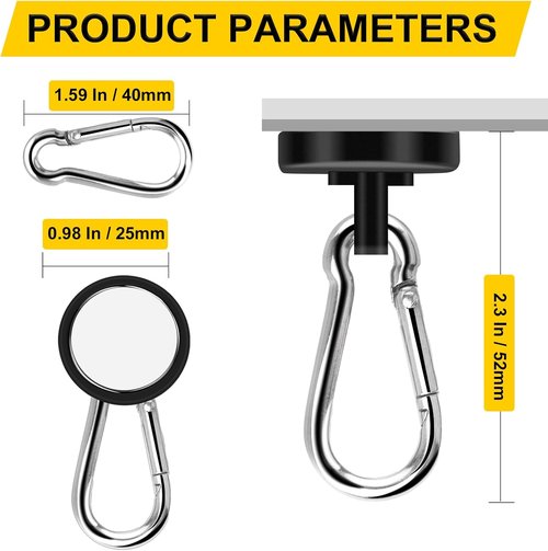 DIYMAG Magnetic Hooks - 70LBS Heavy Duty Neodymium Hooks for Home & Office | 15-Pack