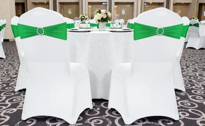 MDS Spandex Chair Sashes - Universal Fit Elastic Stretch Bands with Buckle for Weddings | Light Green - Pack of 250