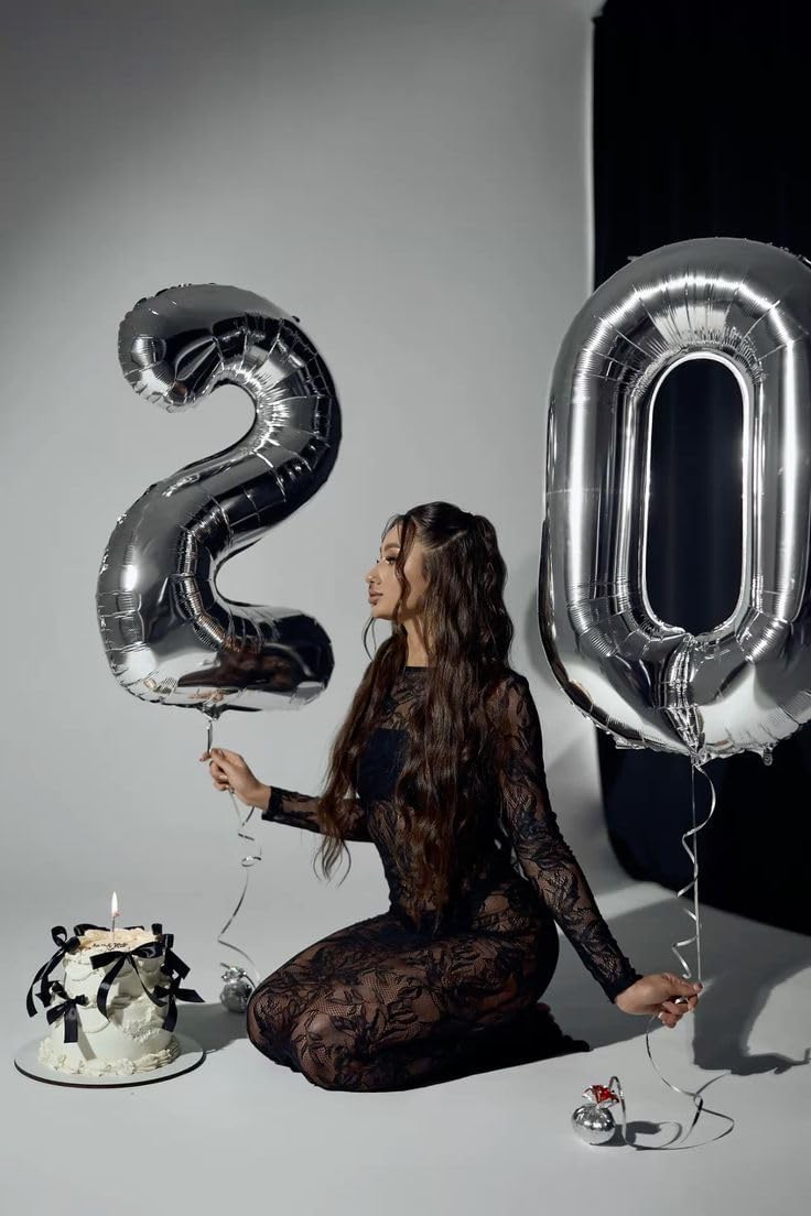 Number 14 Balloons - Large 40 Inch Silver Foil Birthday Decorations for 14th Celebrations