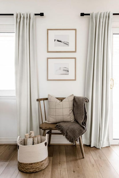 Skiennix 100% Blackout Linen Curtains - Thermal Insulated Drapes for Bedroom | 50" W x 80" L, Beige