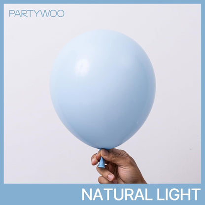PartyWoo Baby Blue Balloons - 101pcs 12 Inch Light Pastel Aqua Balloons for Celebrations & Events