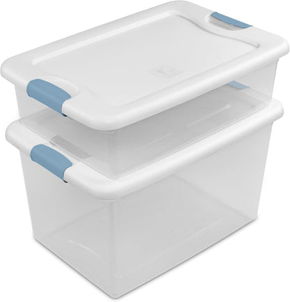 Sterilite 64 Quart Clear Plastic Storage Bins - 4-Pack Latching Organizers for Home & Dorm Use