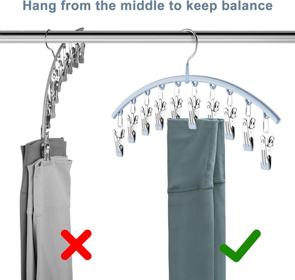 Volnamal Legging Organizer - Metal Yoga Pants Hanger with 10 Clips | Space-Saving 4-Pack in Blue