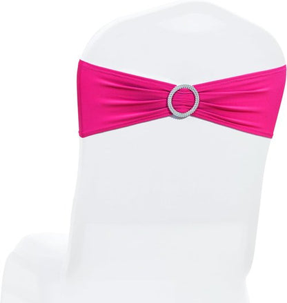MDS Premium Spandex Chair Sashes - Stretchy Bow Covers with Buckle Slider for Weddings | Magenta, Pack of 50