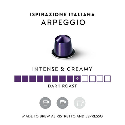 Nespresso Capsules OriginalLine, Arpeggio, Dark Roast Espresso, 50-Count Espresso Coffee Pods