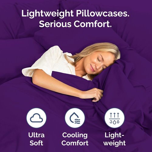 King Standard Pillow Cases - Soft Hotel Quality Covers for Comfy Bedding | Set of 4 in Purple