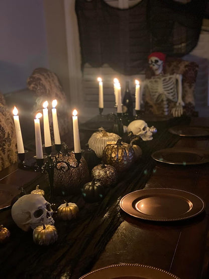 Rely+ 5 Arm Candelabra | Elegant Black Glossy Taper Candle Holders for Indoor Décor